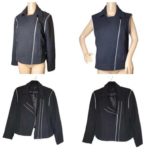 HARVE BERNARD versatile Double Zipper cotton moto Jacket - Picture 1 of 16